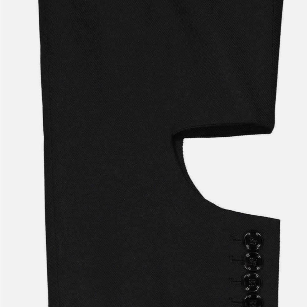 BURBERRY BLACK 100% YEAR ROUND VIRGIN WOOL PANTS WITH UNIQUE CUT OUT DETAILING - Picture 5 of 16